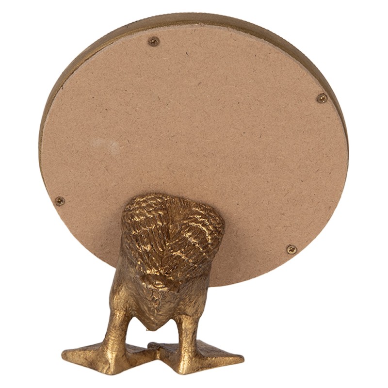 Clayre & Eef Tafelspiegel 13x6x16 cm Goudkleurig Kunststof Glas Rond