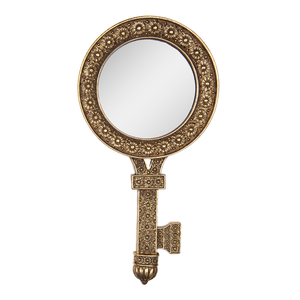 Clayre&Eef Spiegel Sleutel 13x2x25 cm Goudkleurig Kunststof afbeelding