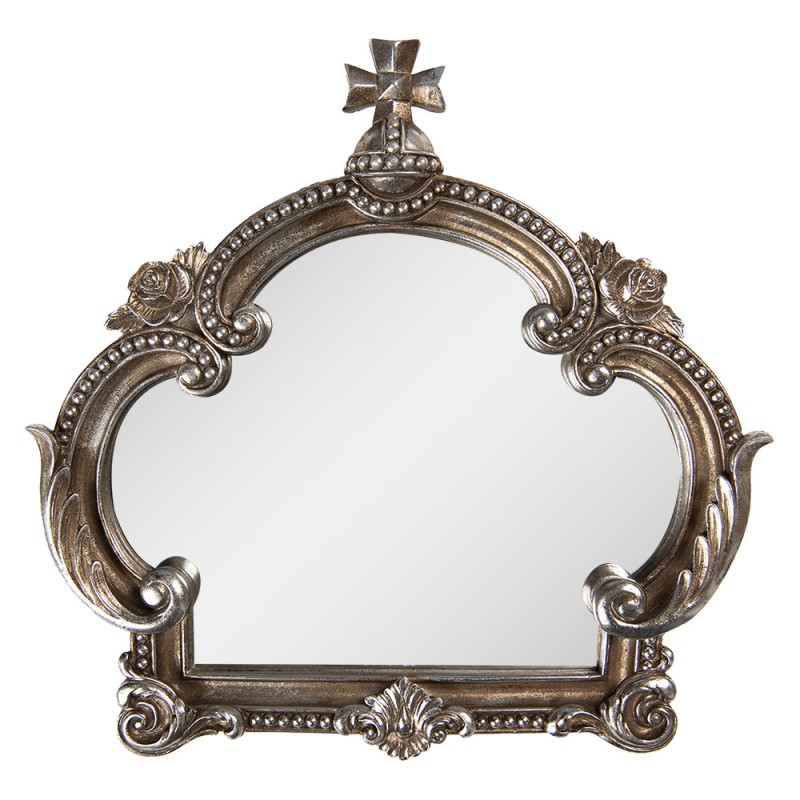 Clayre & Eef Miroir Couronne 30x30 cm Couleur argent Plastique Verre
