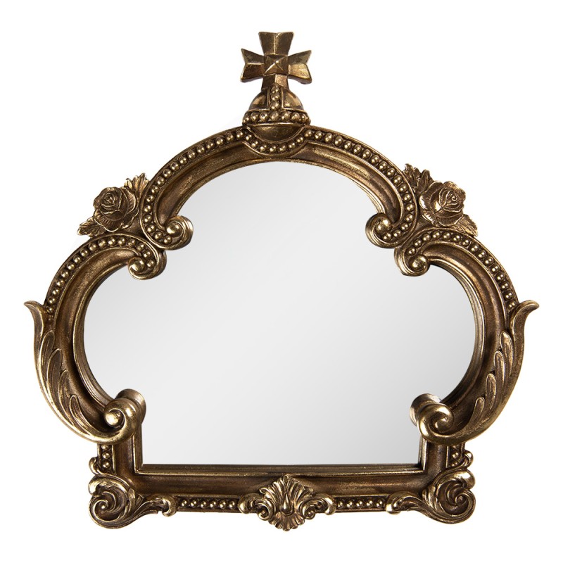 Clayre & Eef Specchio Corona 30x30 cm Color oro Plastica Vetro