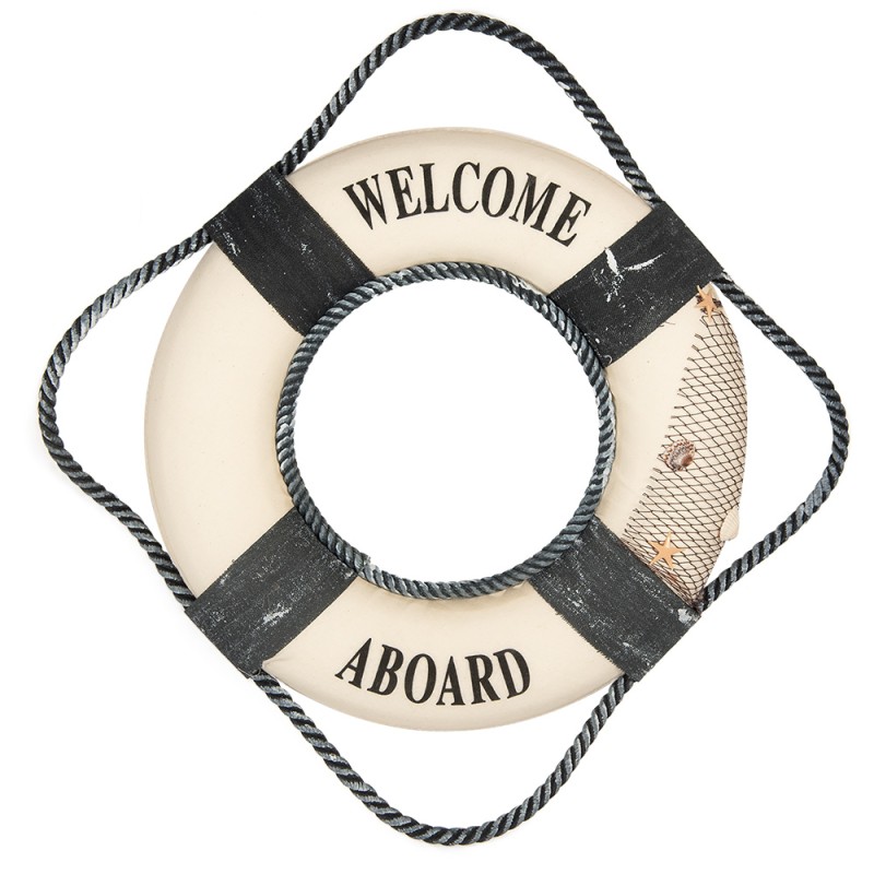 Clayre & Eef Decoratie Reddingsboei Ø 31x6 cm Wit Foam