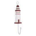 Clayre & Eef Wandhaken Leuchtturm 4x4x18 cm Weiß Rot Holz Metall