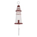 Clayre & Eef Wandhaken Leuchtturm 4x4x18 cm Weiß Rot Holz Metall