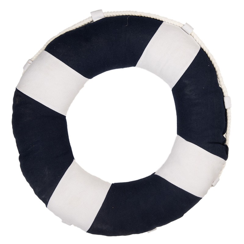 Clayre & Eef Decoration Lifebuoy Ø 42x6 cm White Blue Foam