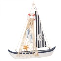 Clayre & Eef Dekoration Boot 25x6x25 cm Weiß Blau Holzprodukt