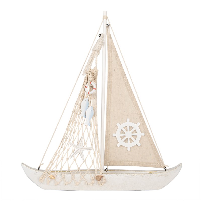 Clayre & Eef Decoratie Boot 34x7x38 cm Beige Houtproduct