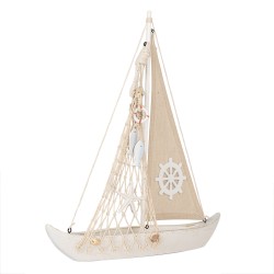 Clayre & Eef Decoration Boat 34x7x38 cm Beige Wood product