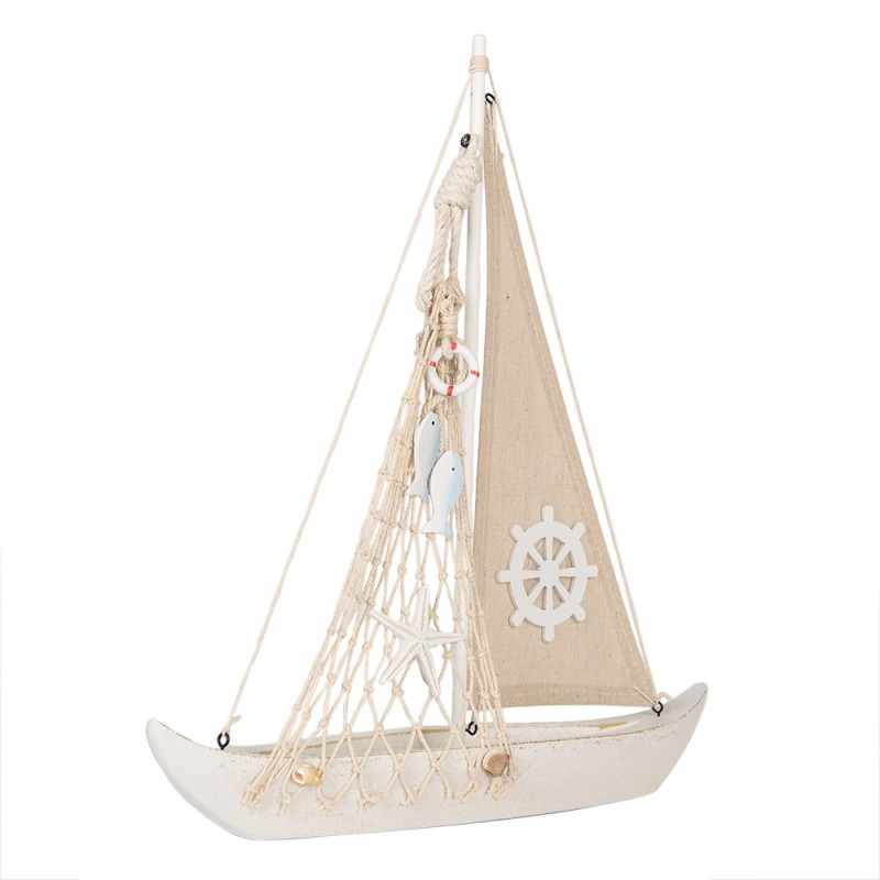 Clayre & Eef Decoratie Boot 34x7x38 cm Beige Houtproduct