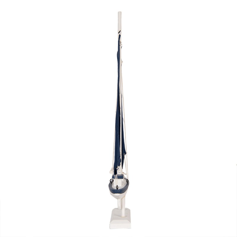 Clayre & Eef Decorazione Barca 20x4x37 cm Bianco Blu MDF