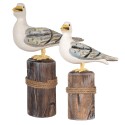 Clayre & Eef Decoratie Beeld Vogels 13x6x22 / 18x8x29 cm Bruin Wit Hout Clayre & Eef Decoratie Beeld Vogels 13x6x22 / 18x8x29 cm Bruin Wit Hout