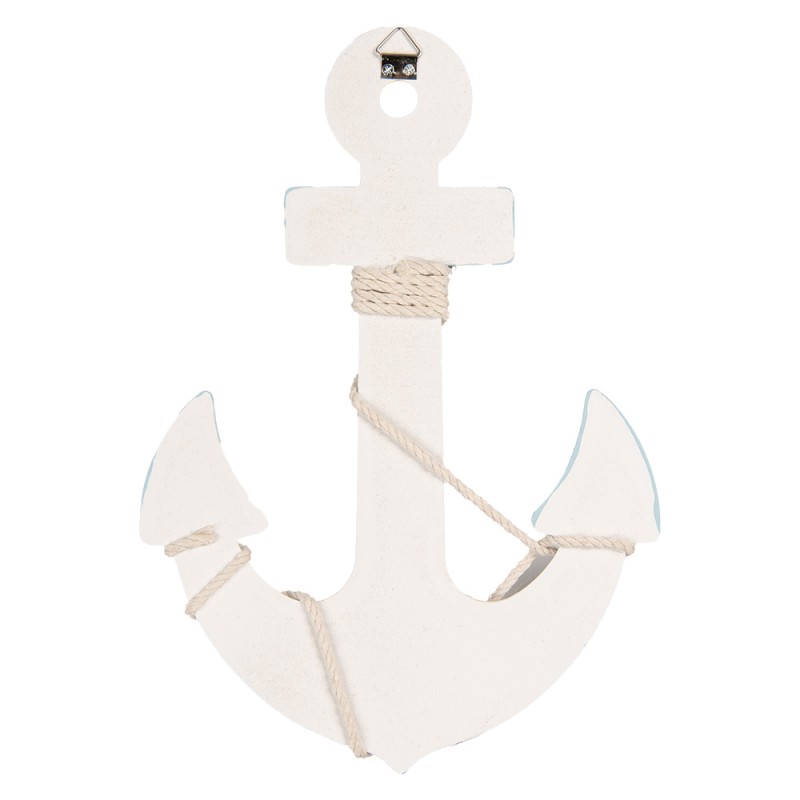 Clayre & Eef Decorazione Ancora 22x5x33 cm Bianco Blu MDF