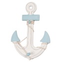 Clayre & Eef Decorazione Ancora 22x5x33 cm Bianco Blu MDF
