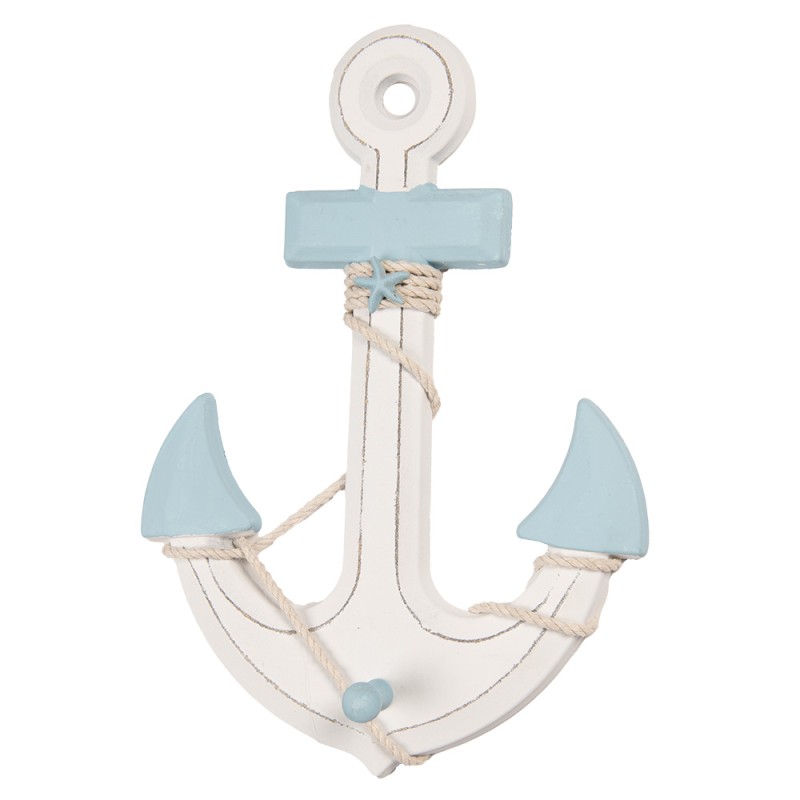Clayre & Eef Decorazione Ancora 22x5x33 cm Bianco Blu MDF