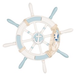 Clayre & Eef Dekoration Ø 34x3 cm Weiß Blau MDF