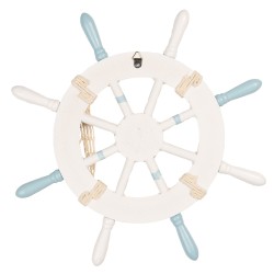 Clayre & Eef Dekoration Ø 34x3 cm Weiß Blau MDF