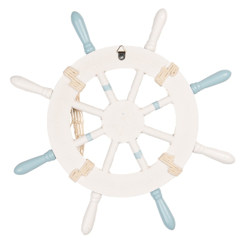 Clayre & Eef Dekoration Ø 34x3 cm Weiß Blau MDF