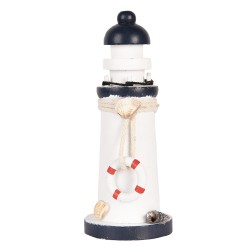 Clayre & Eef Decoration Lighthouse Ø 6x15 cm White Blue Wood product