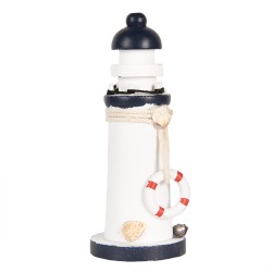 Clayre & Eef Decoration Lighthouse Ø 6x15 cm White Blue Wood product