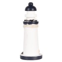 Clayre & Eef Dekoration Leuchtturm Ø 6x15 cm Weiß Blau Holzprodukt