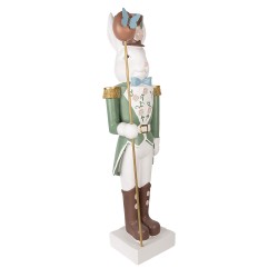 Clayre & Eef Statuetta decorativa Coniglio 28x23x96 cm Bianco Verde  Materiale ceramico