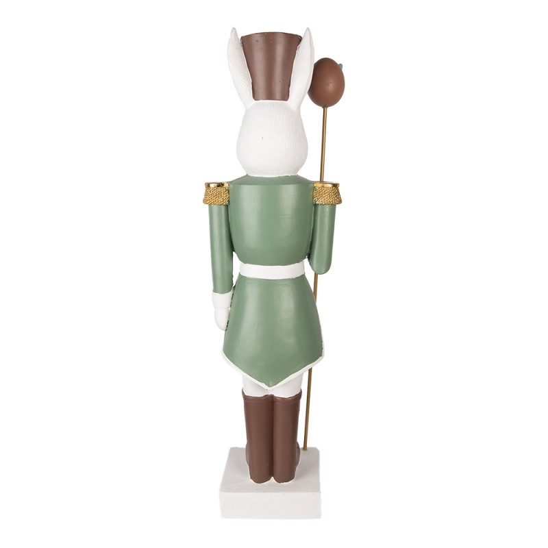 Clayre & Eef Statuetta decorativa Coniglio 28x23x96 cm Bianco Verde  Materiale ceramico