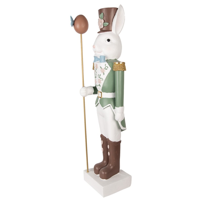 Clayre & Eef Statuetta decorativa Coniglio 28x23x96 cm Bianco Verde  Materiale ceramico