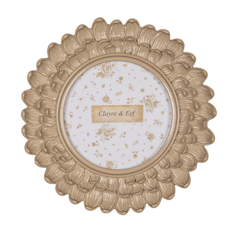 Clayre & Eef Photo Frame Ø 10 cm Beige Plastic Round