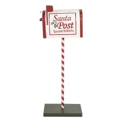 Clayre & Eef Decorazione di Natalizie Buca delle lettere 19x33x92 cm Bianco Rosso  Metallo
