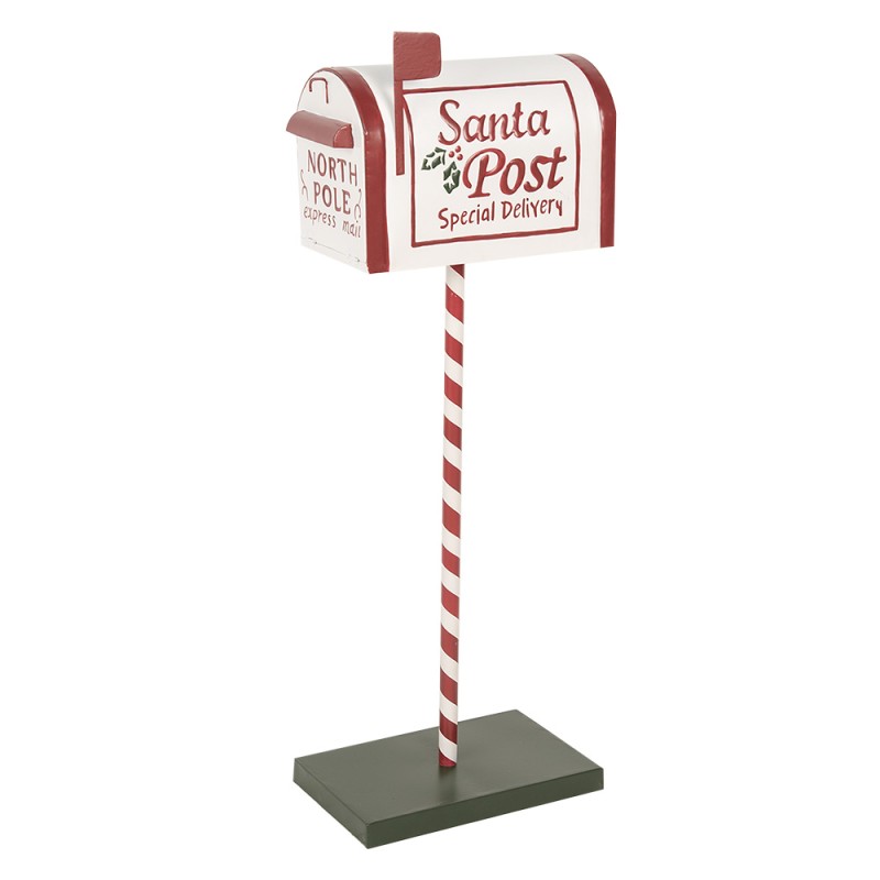 Clayre & Eef Decorazione di Natalizie Buca delle lettere 19x33x92 cm Bianco Rosso  Metallo