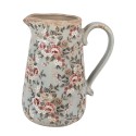 Clayre & Eef Dekorative Kanne 21x15x23 cm Grau Keramik Blumen