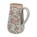 Clayre & Eef Dekorative Kanne 21x15x23 cm Grau Keramik Blumen