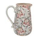Clayre & Eef Dekorative Kanne 21x15x23 cm Grau Keramik Blumen
