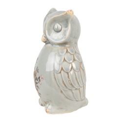 Clayre & Eef Decoratie Beeld Uil 13x12x22 cm Grijs Keramiek