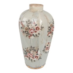 Clayre & Eef Vase Ø 24x40 cm Grey Ceramic Flowers