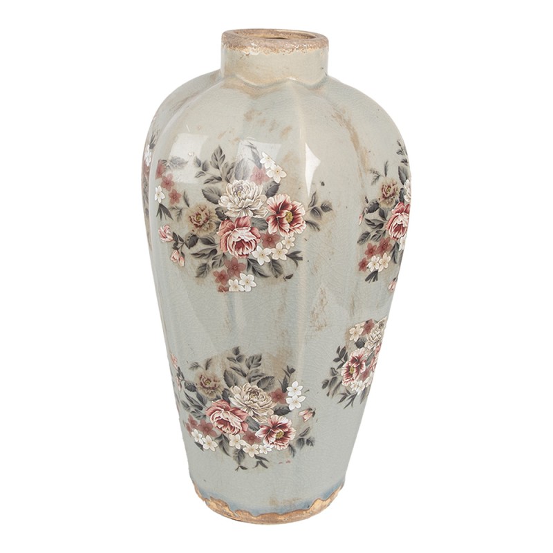 Clayre & Eef Vase Ø 24x40 cm Grau Keramik Blumen