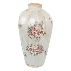 Clayre & Eef Vase Ø 24x40 cm Grey Ceramic Flowers