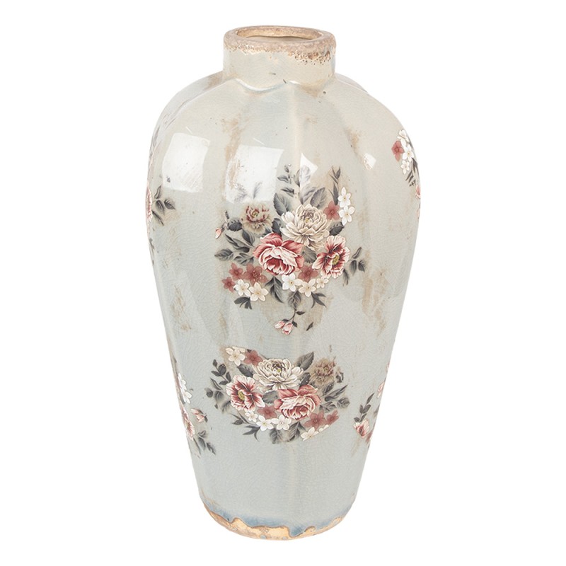 Clayre & Eef Vase Ø 24x40 cm Grau Keramik Blumen