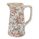 Clayre & Eef Decoration can 16x11x20 cm Grey Ceramic Flowers