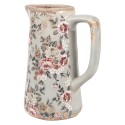 Clayre & Eef Decoration can 16x11x20 cm Grey Ceramic Flowers