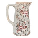 Clayre & Eef Decoration can 16x11x20 cm Grey Ceramic Flowers