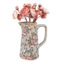 Clayre & Eef Decoration can 16x11x20 cm Grey Ceramic Flowers