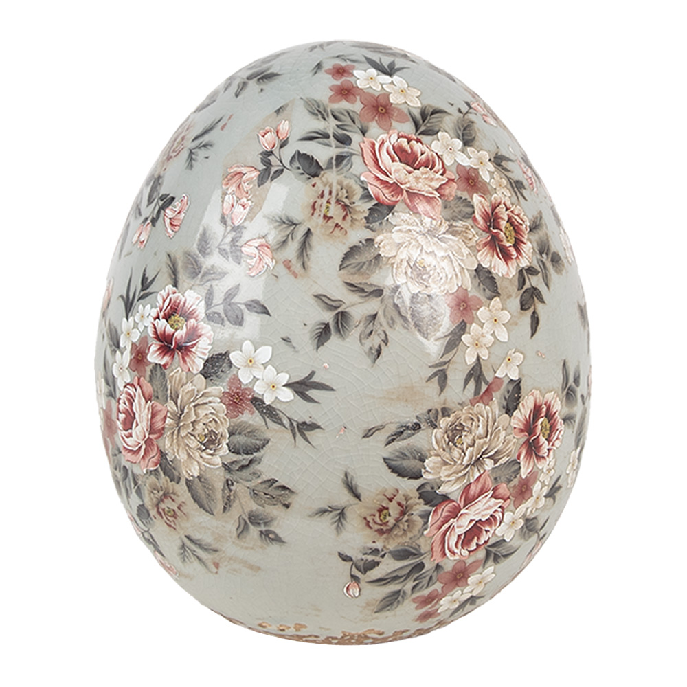 Clayre&Eef Decoratie Beeld EiØ 14x16 cm Grijs Keramiek afbeelding