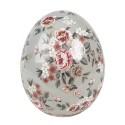 Clayre & Eef Decoratie Beeld Ei Ø 10x12 cm Grijs Keramiek Bloemen