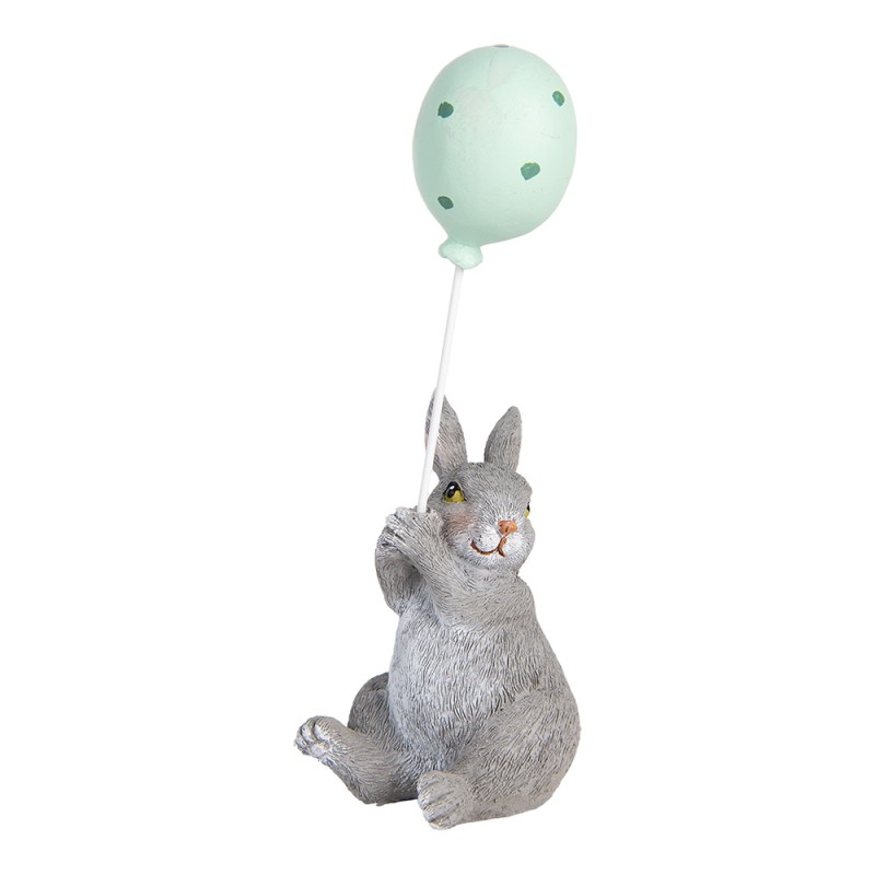 Clayre & Eef Figurine décorative Lapin 7x6x18 cm Gris Plastique