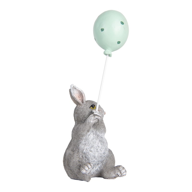 Clayre & Eef Figurine décorative Lapin 7x6x18 cm Gris Plastique