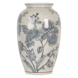Clayre & Eef Vaso  Ø 17x27 cm Bianco Blu  Ceramica