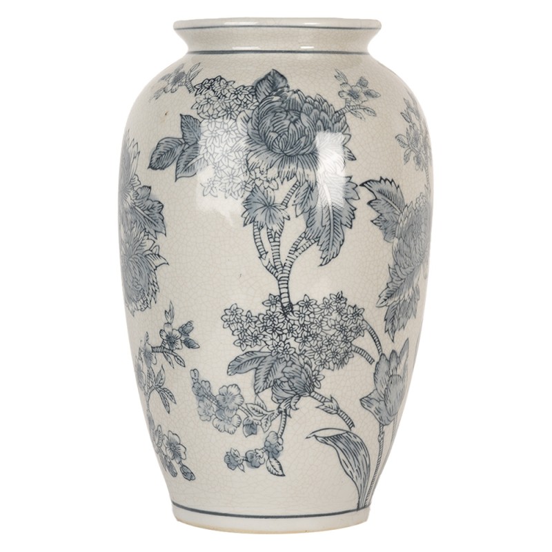 Clayre & Eef Vaso  Ø 17x27 cm Bianco Blu  Ceramica