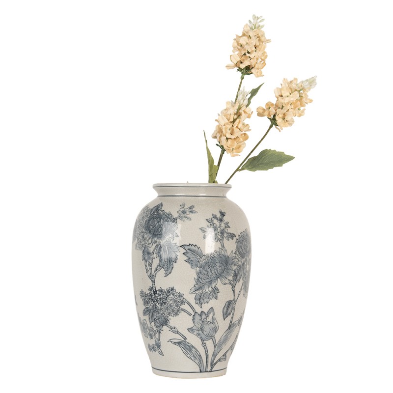 Clayre & Eef Vaso  Ø 17x27 cm Bianco Blu  Ceramica