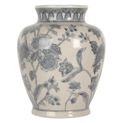 Clayre & Eef Vase Ø 23x29 cm Blanc Bleu Céramique Fleurs