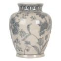 Clayre & Eef Vase Ø 23x29 cm Blanc Bleu Céramique Fleurs